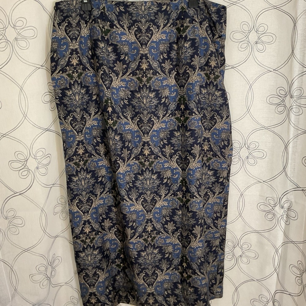 Women's Talbots Silk Wool Blend Split Maxi Skirt Paisley Size 18 Lined - Picture 2 of 8